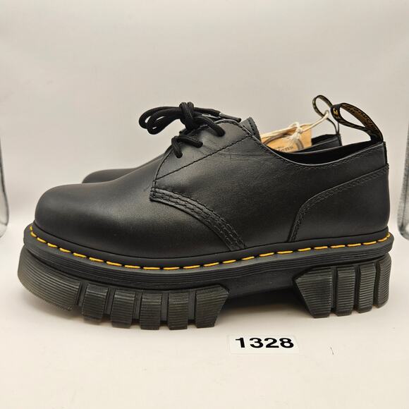 DR. MARTEN'S WOMEN'S 9 AUDRICK 3 EYE LEATHER PLATFORM SHOES BLACK NWOB - Picture 2 of 6